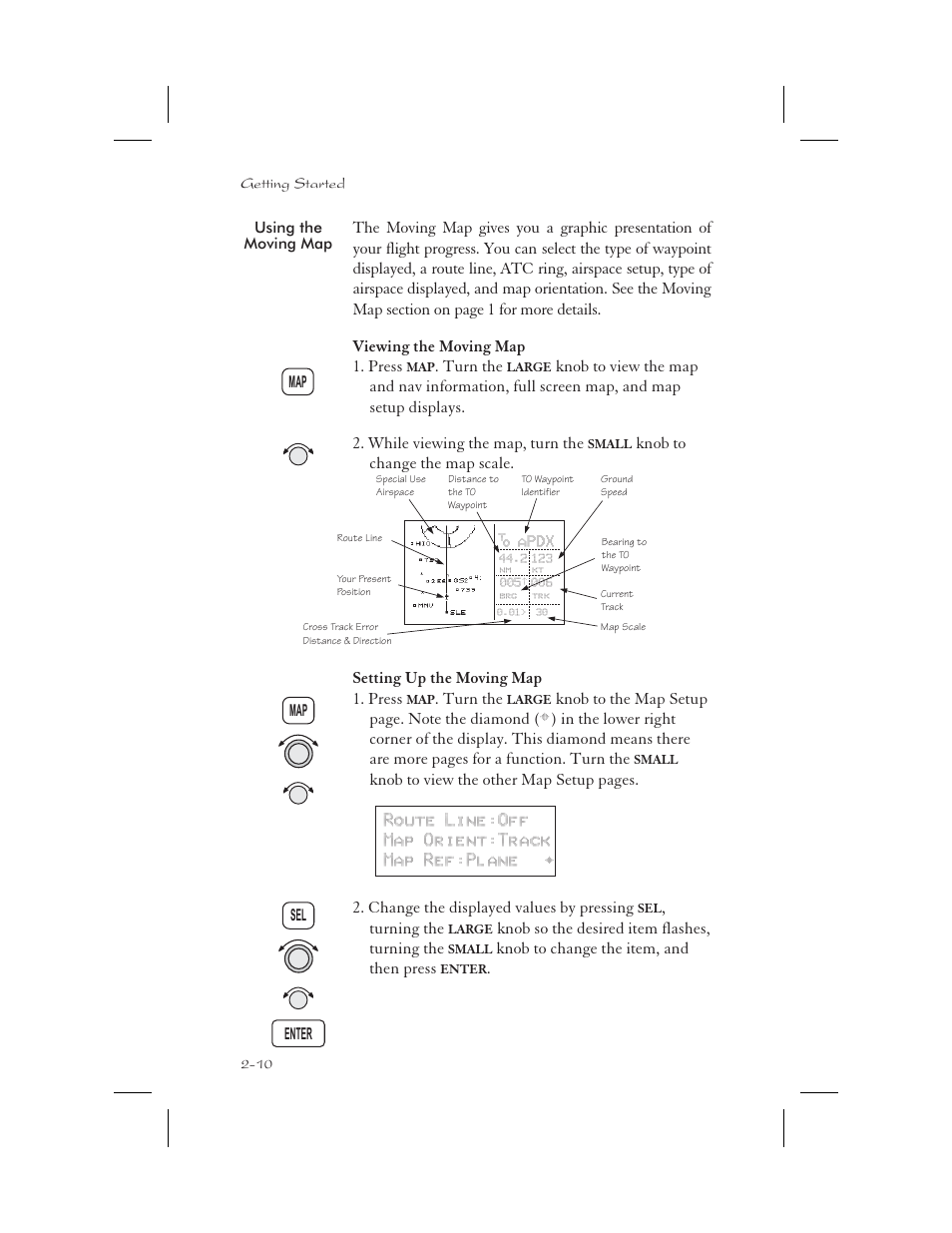 Using the moving map 2-10, Moving map 2-10, Setup 2-10 | Moving map 2-10, 4-1 - 4-32, Using the moving map -10 | Apollo 65 User Manual | Page 36 / 324