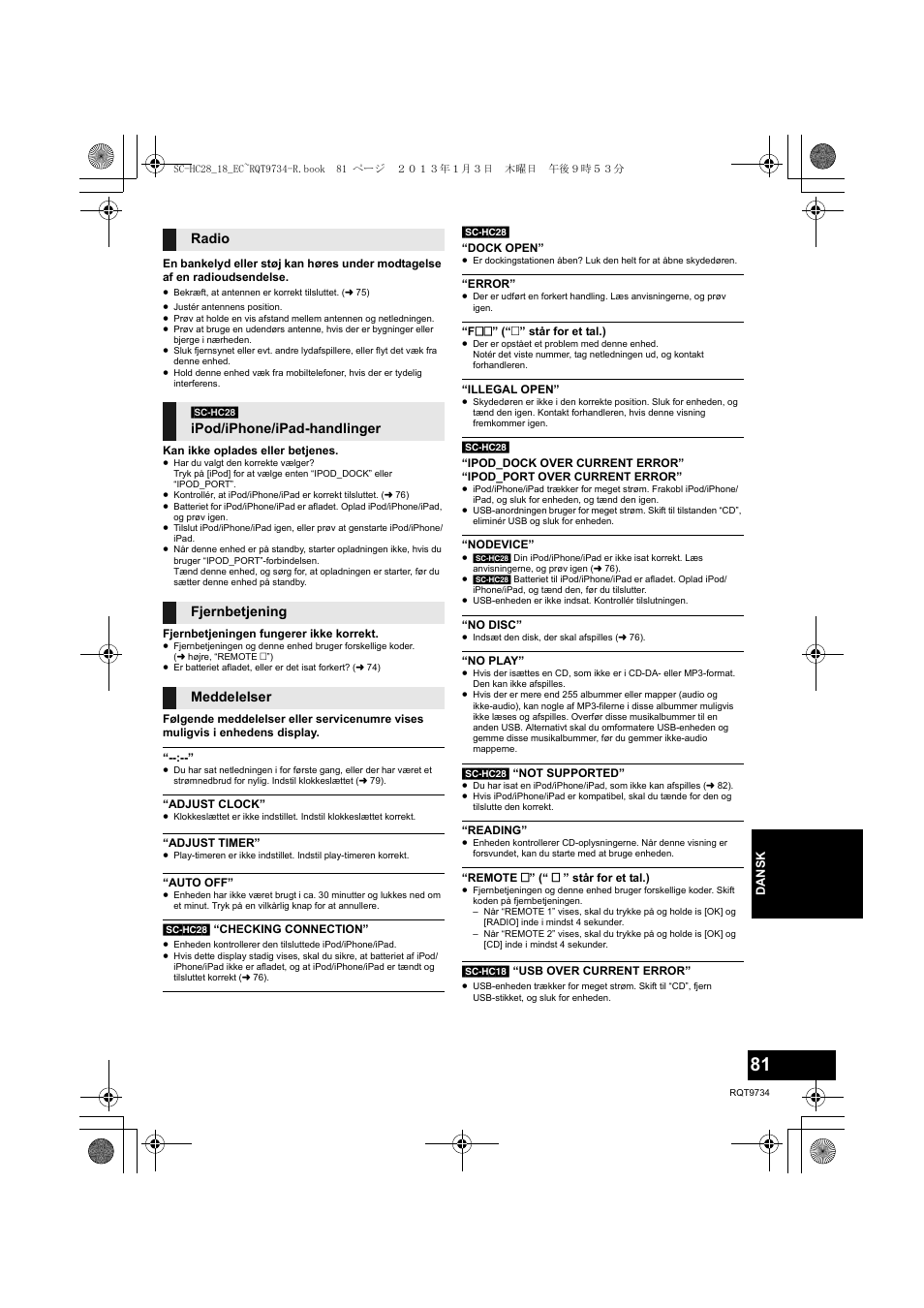 Radio | Panasonic SCHC28EC User Manual | Page 81 / 100