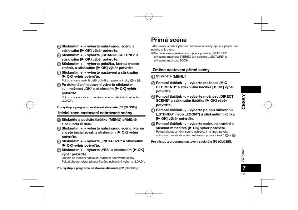 Pøímá scéna | Panasonic RRXS420E User Manual | Page 119 / 226