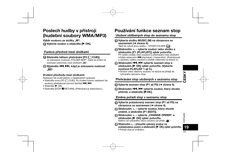Používání funkce seznam stop | Panasonic RRXS420E User Manual | Page 131 / 226