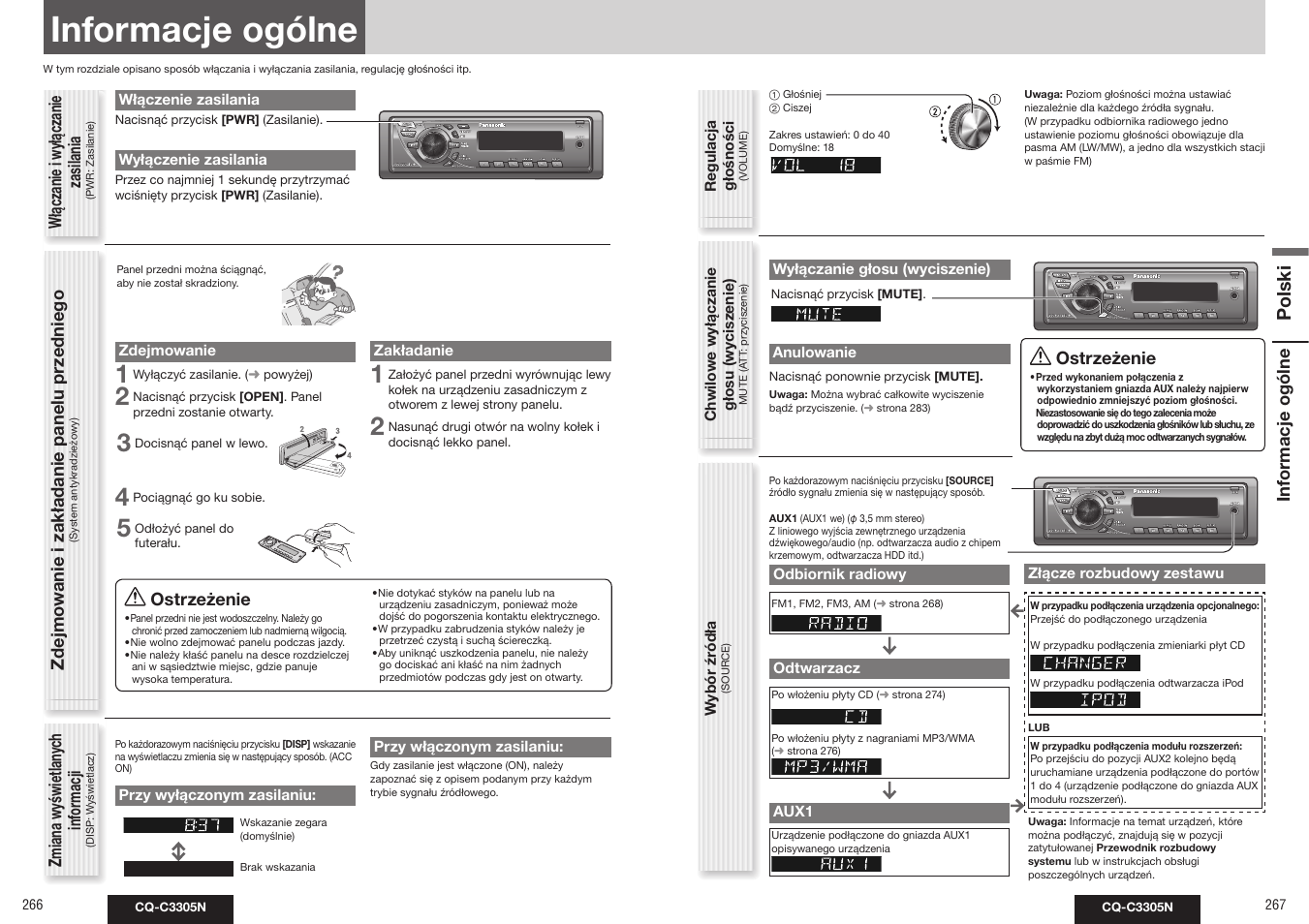 Informacje ogólne, Polski | Panasonic CQC3305N User Manual | Page 6 / 36