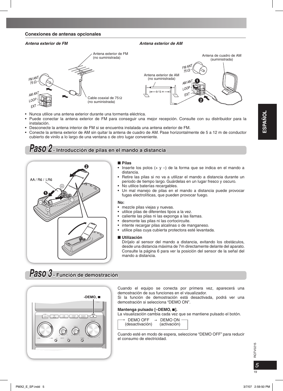 Paso 2, Paso 3 | Panasonic SCPMX2 User Manual | Page 19 / 58