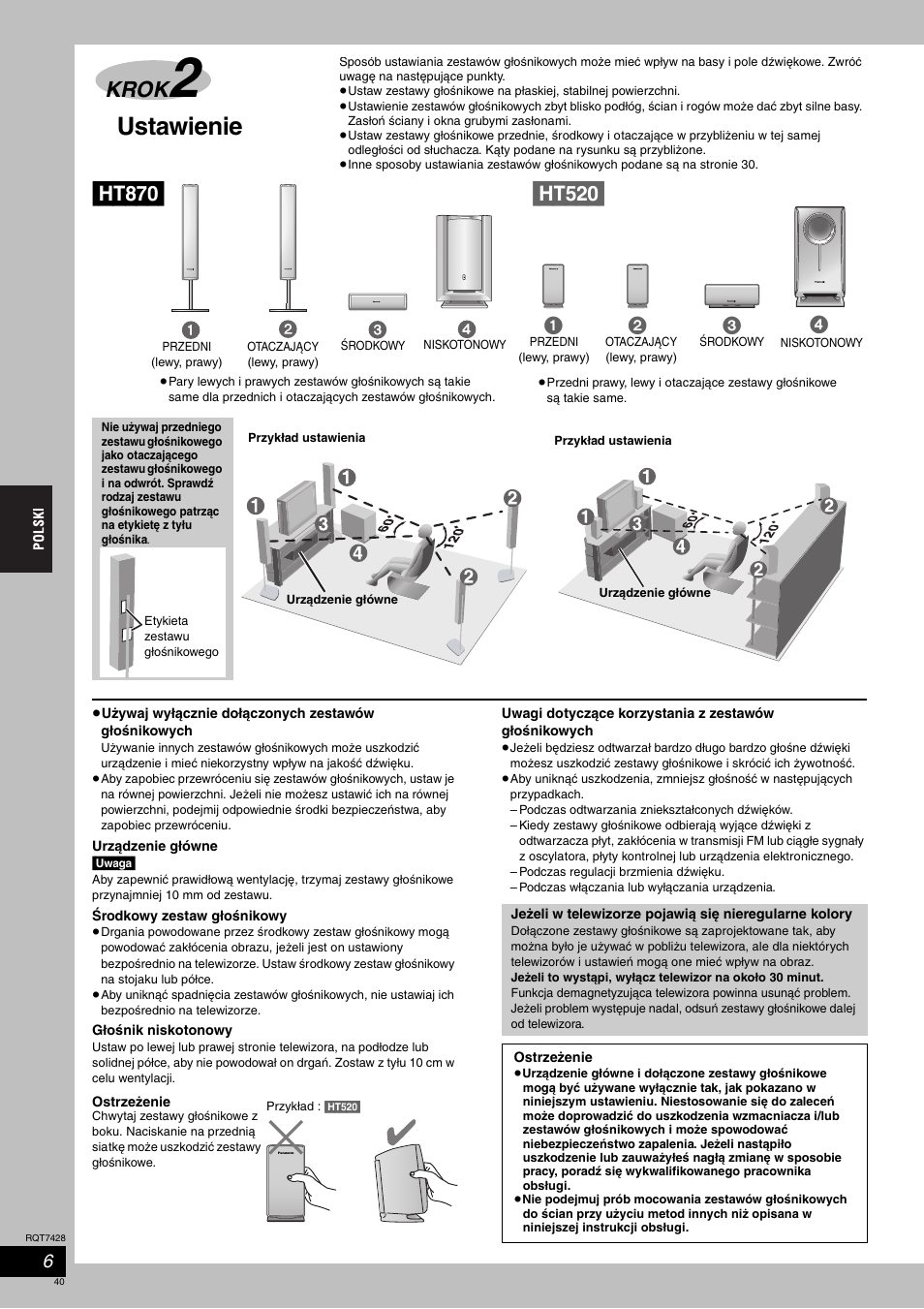 Ustawienie, Krok | Panasonic SCHT870 User Manual | Page 40 / 104
