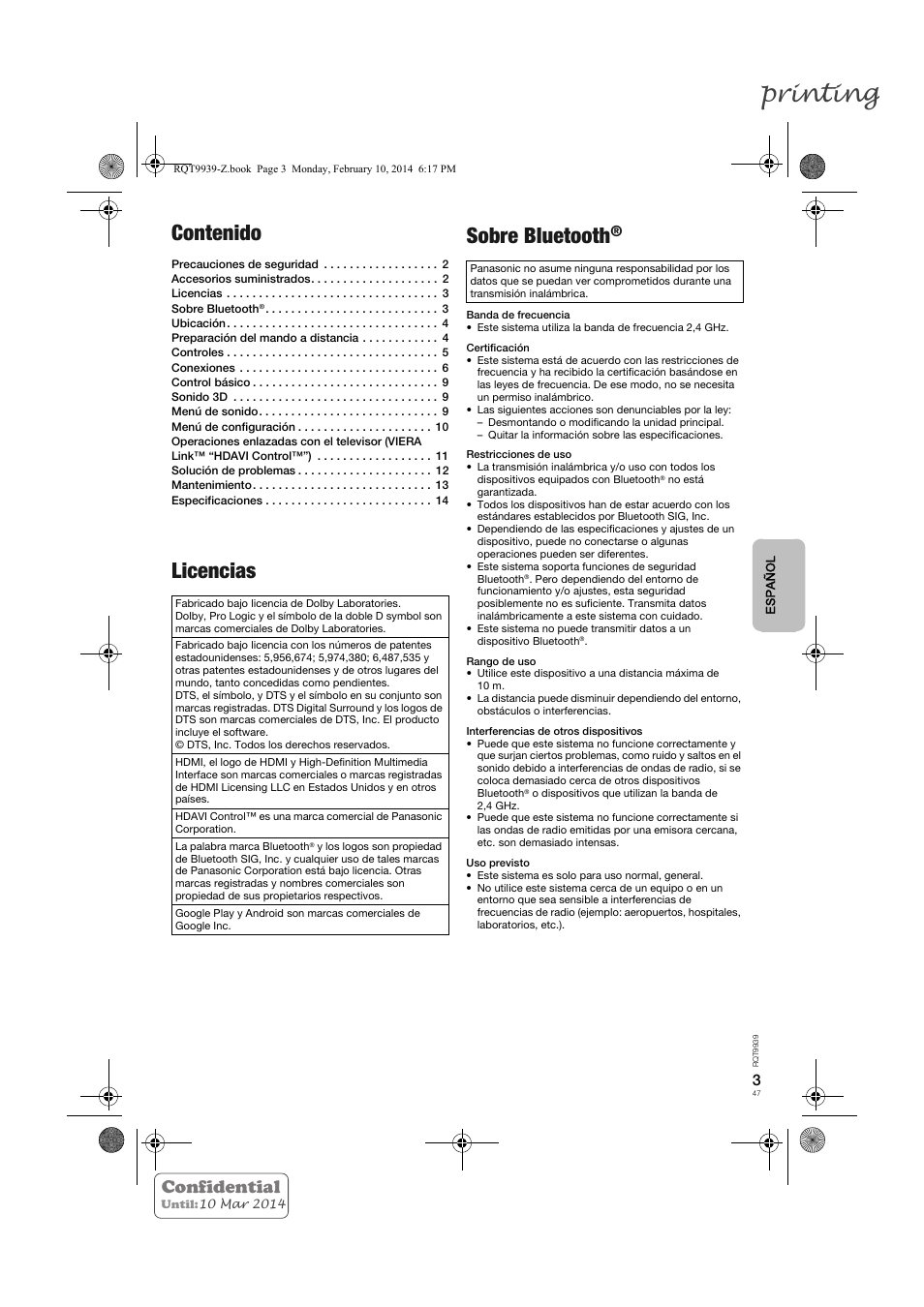 Panasonic SCHTE180EG User Manual | Page 47 / 88