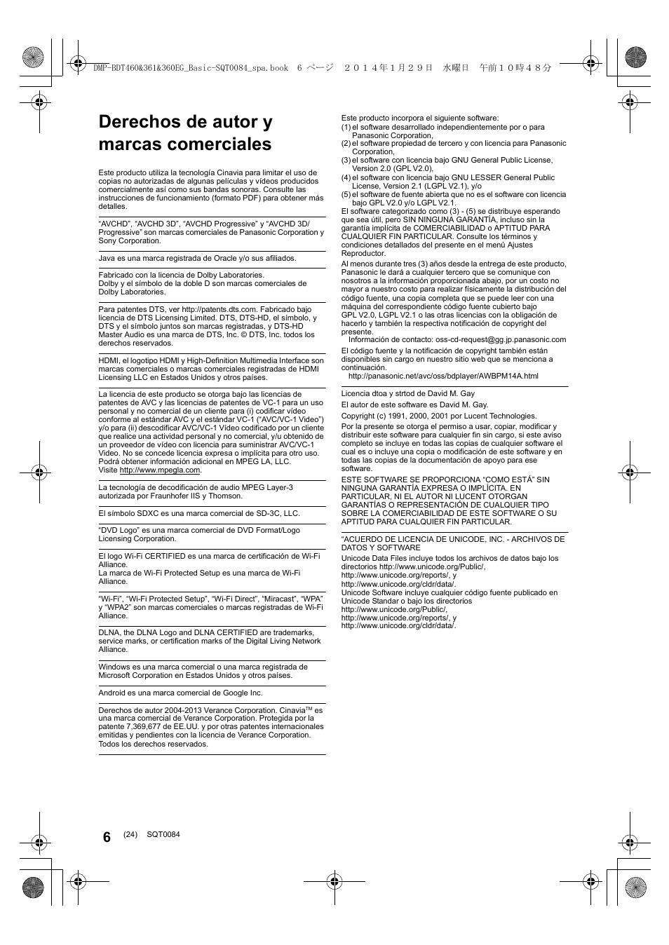 Derechos de autor y marcas comerciales | Panasonic DMPBDT361EG User Manual | Page 24 / 72