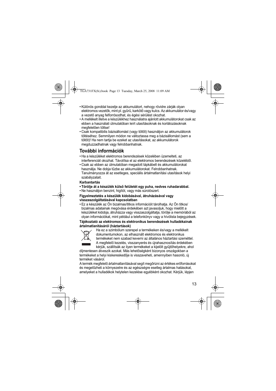 További információk | Panasonic KXTGA731FX User Manual | Page 13 / 36