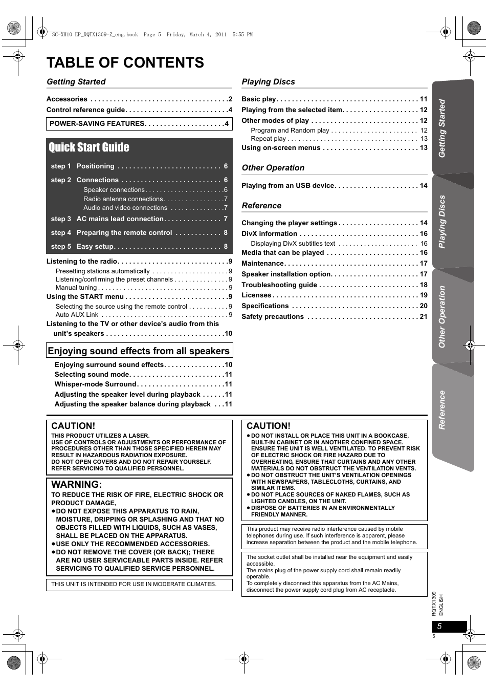 Panasonic SCXH10EP User Manual | Page 5 / 78