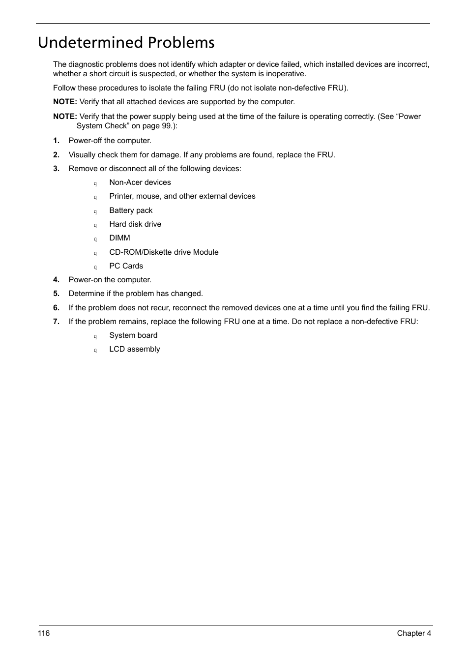 Undetermined problems | Aspire Digital 5335 User Manual | Page 126 / 154