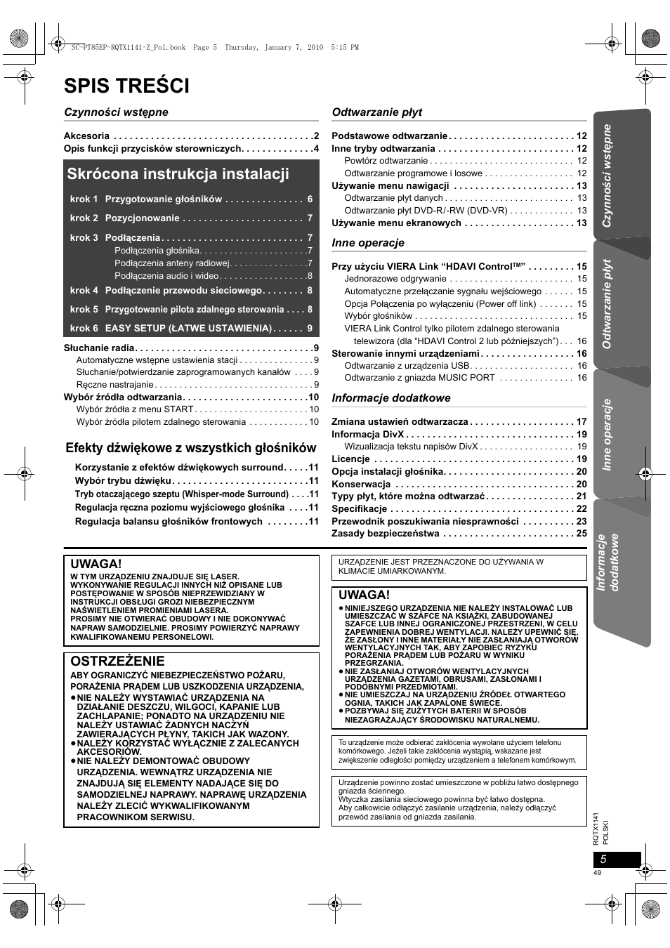 Panasonic SCPT85 User Manual | Page 49 / 94