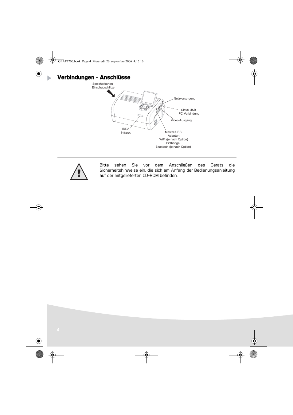 Verbindungen - anschlüsse | AGFA AP2700 User Manual | Page 32 / 192