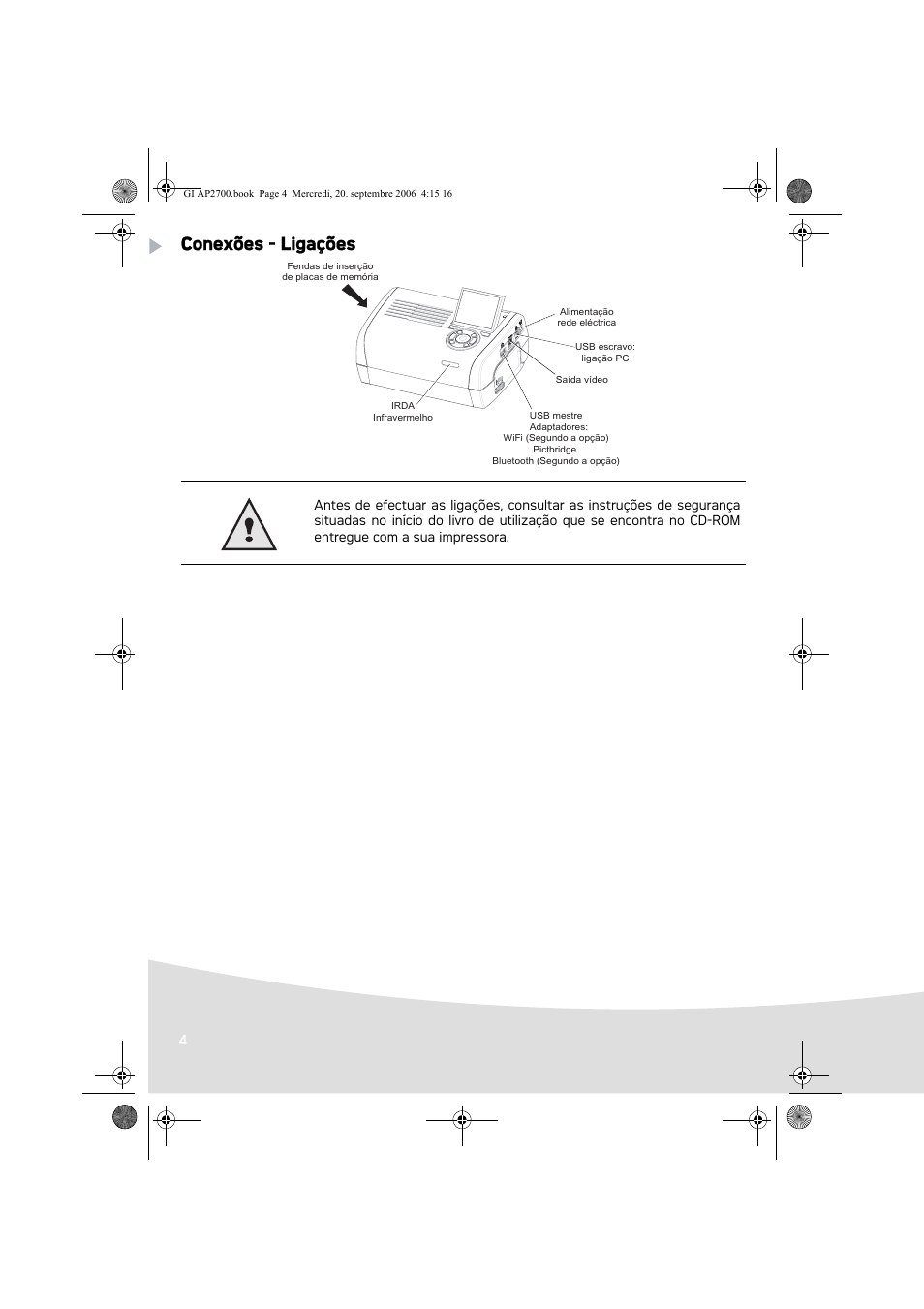 Conexões - ligações | AGFA AP2700 User Manual | Page 86 / 192