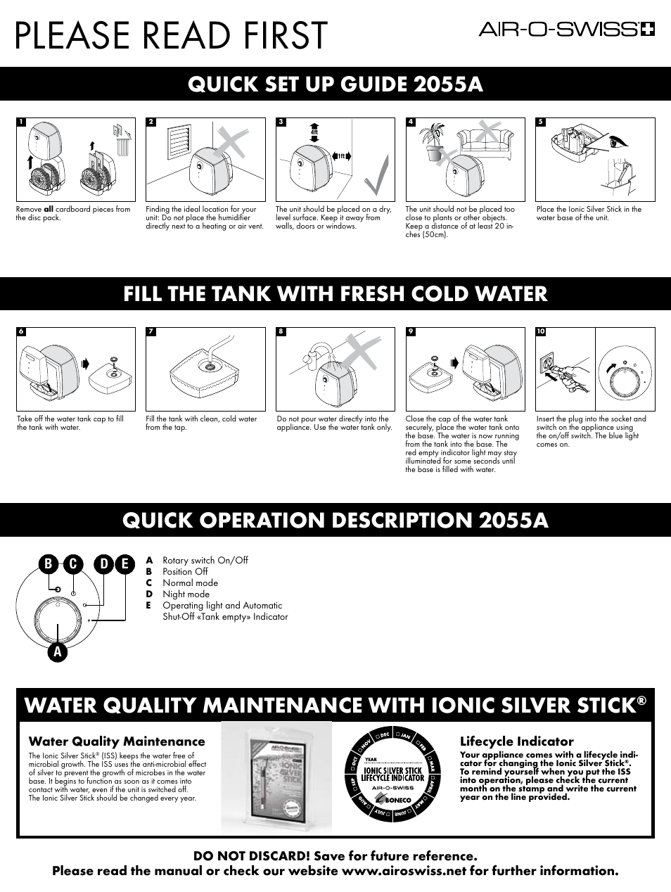 Air-O-Swiss 2055A User Manual | 2 pages