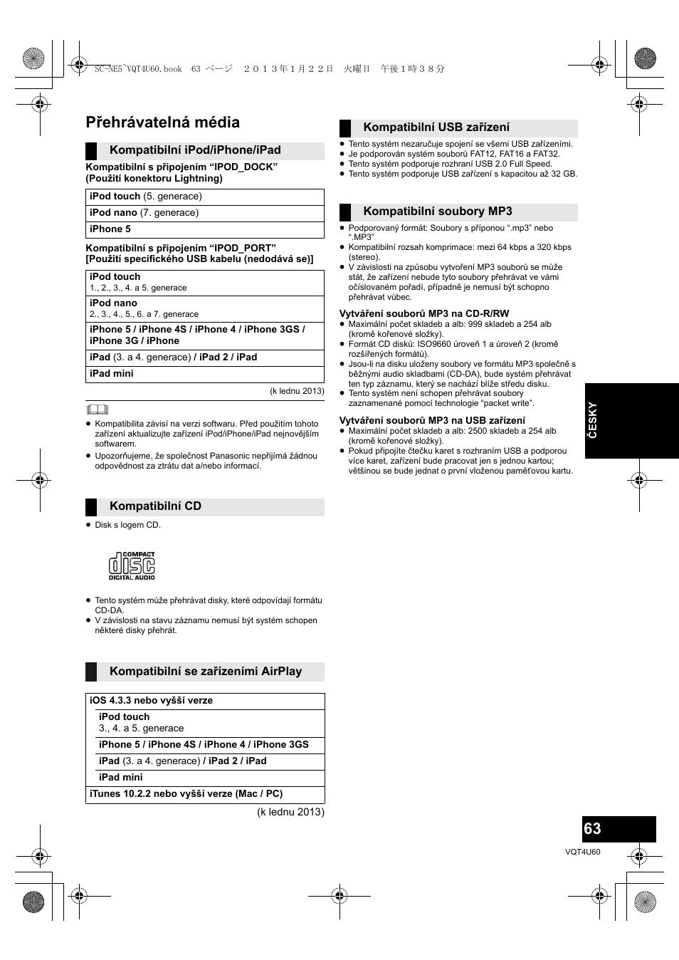 Přehrávatelná média | Panasonic SCNE5EG User Manual | Page 63 / 88