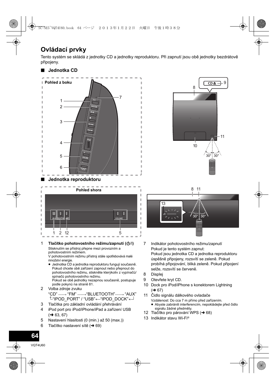 Ovládací prvky | Panasonic SCNE5EG User Manual | Page 64 / 88