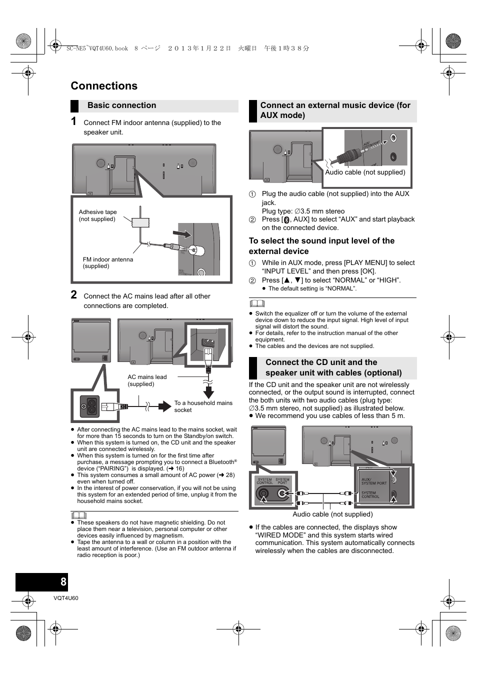 Connections | Panasonic SCNE5EG User Manual | Page 8 / 88