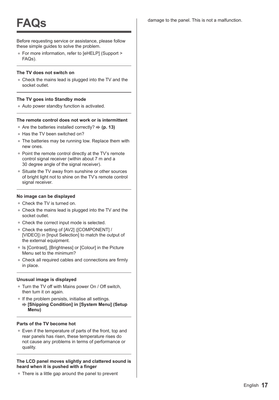 Faqs | Panasonic TX50ASX603 User Manual | Page 17 / 68