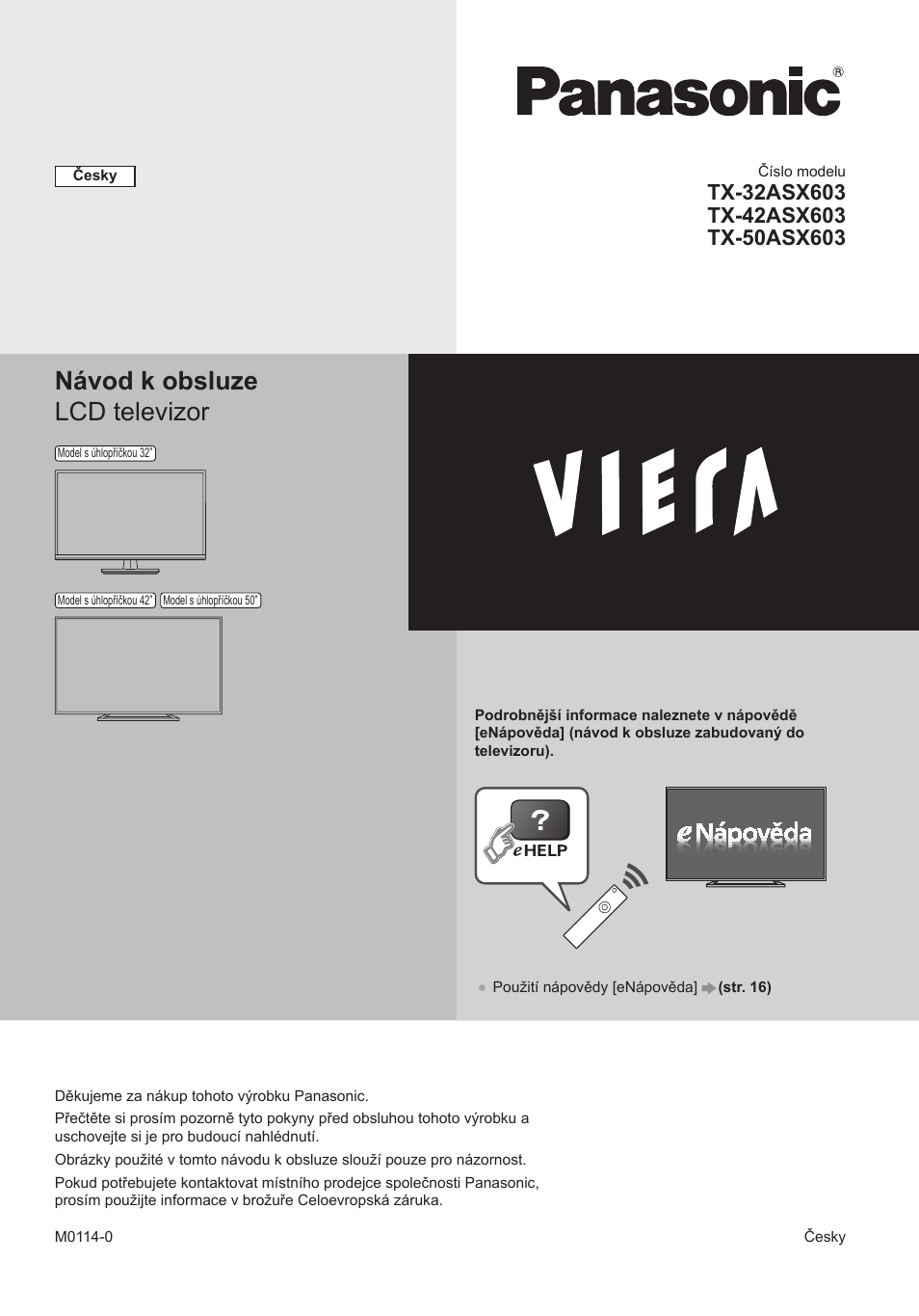 Návod k obsluze lcd televizor | Panasonic TX50ASX603 User Manual | Page 45 / 68