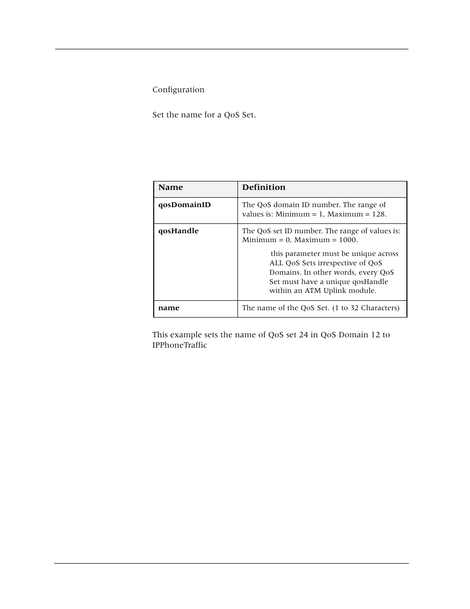 Set qos-set (name), Command mode, Description | Syntax, Sample output | Avaya Cajun P880 User Manual | Page 101 / 162