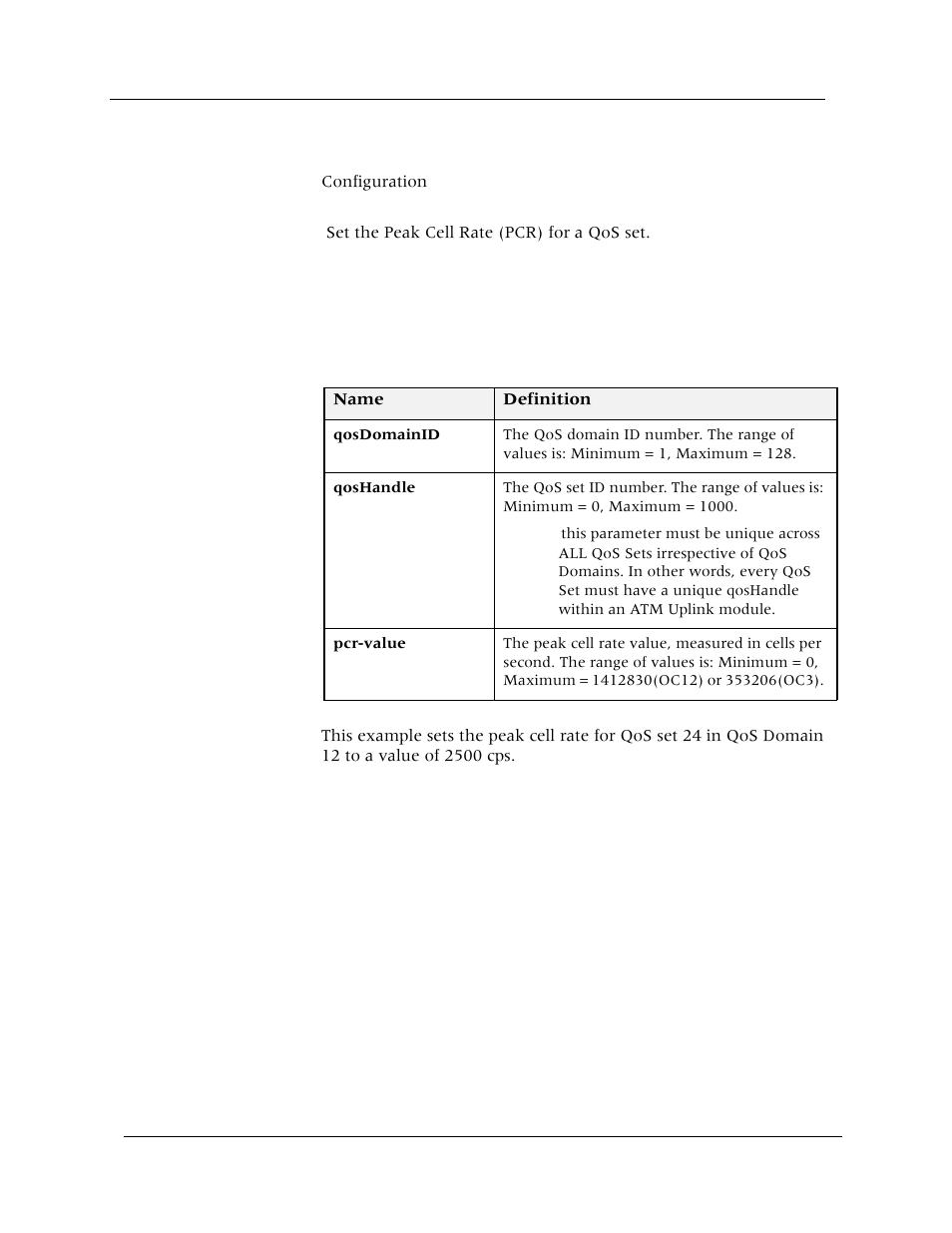 Set qos-set (pcr), Command mode, Description | Syntax, Sample output | Avaya Cajun P880 User Manual | Page 102 / 162