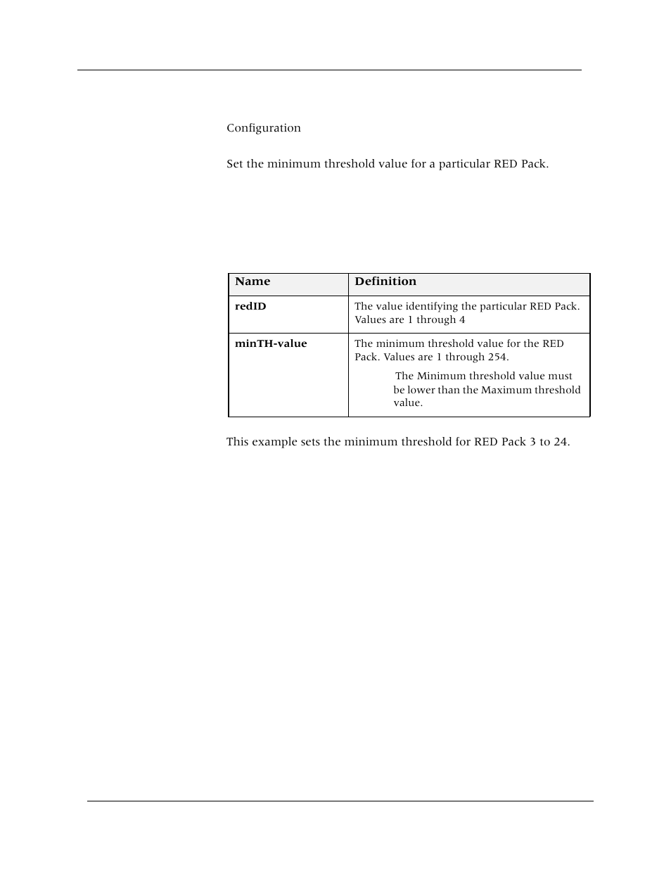 Set random-detect (min-threshold), Command mode, Description | Syntax, Sample output | Avaya Cajun P880 User Manual | Page 110 / 162
