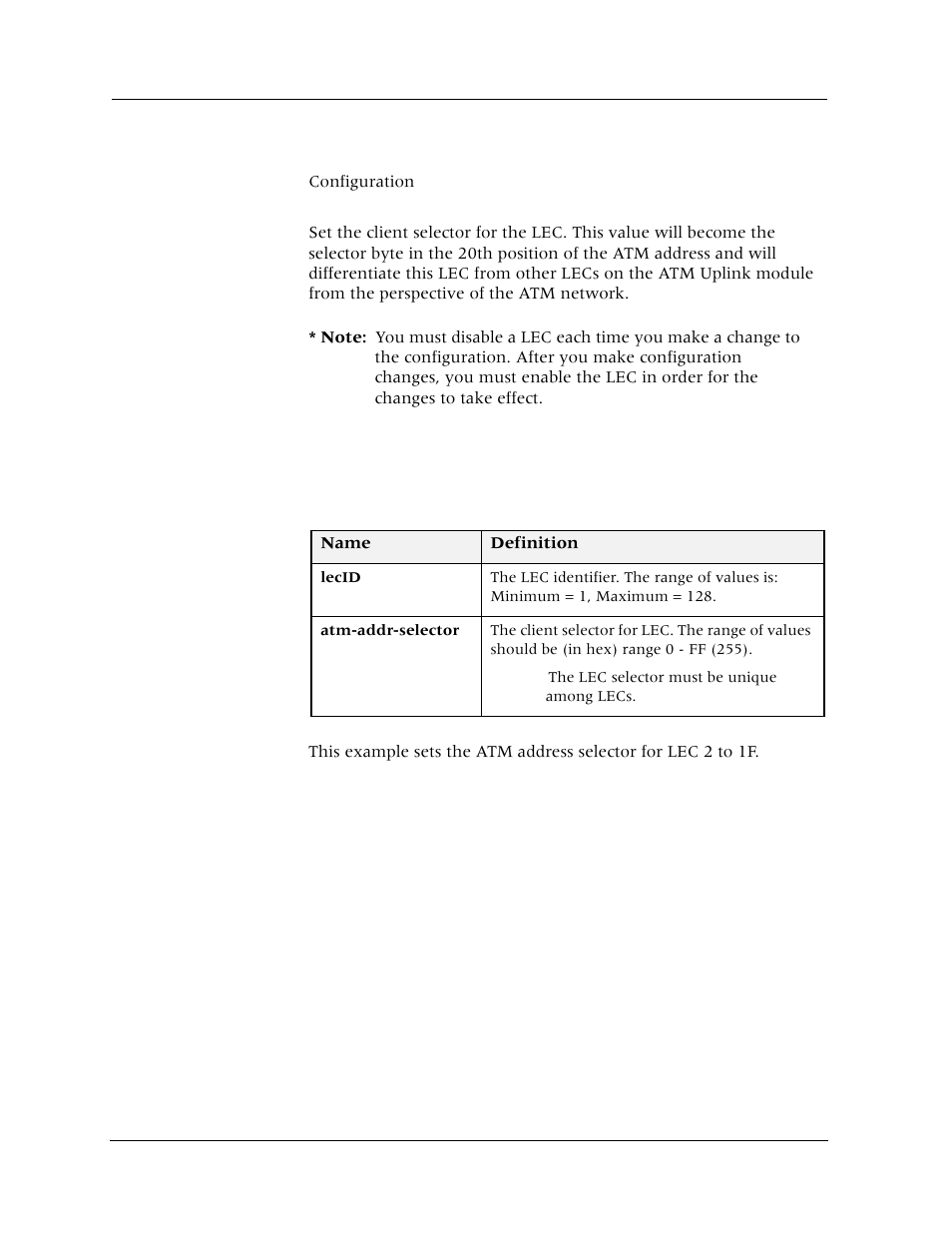 Set lec (selector), Command mode, Description | Syntax, Sample output | Avaya Cajun P880 User Manual | Page 53 / 162