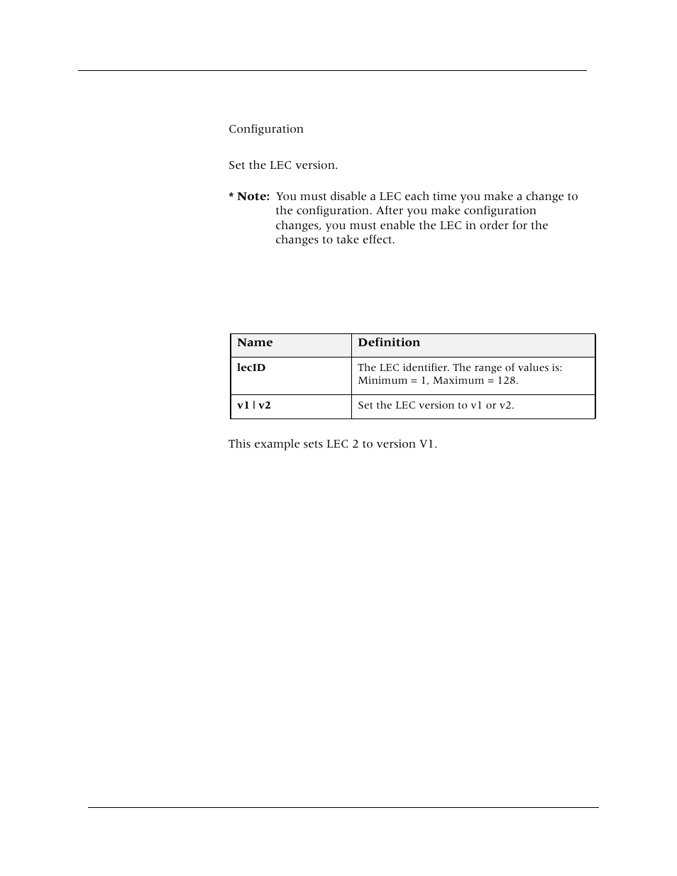 Set lec (version), Command mode, Description | Syntax, Sample output | Avaya Cajun P880 User Manual | Page 56 / 162