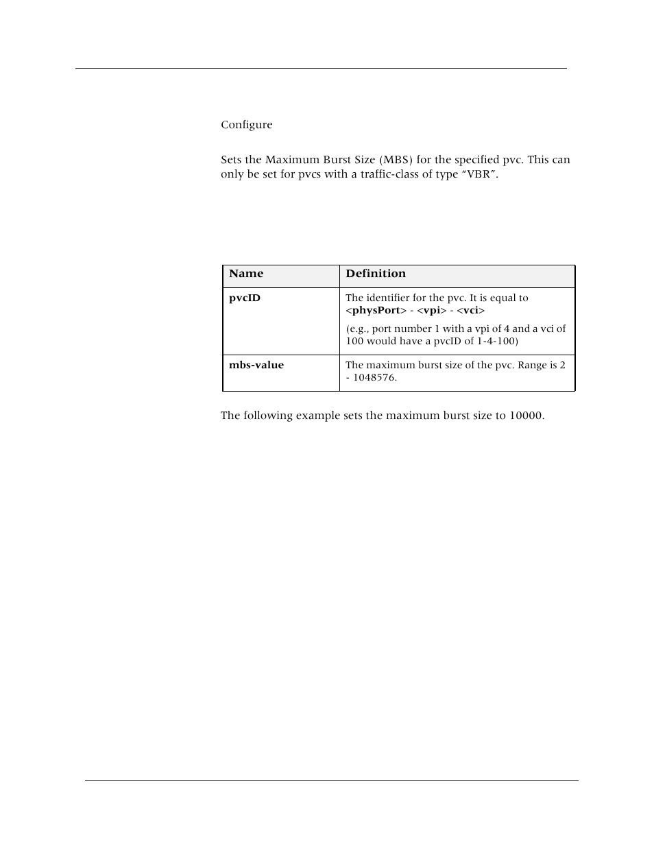 Set pvc mbs, Command mode, Description | Syntax, Sample output | Avaya Cajun P880 User Manual | Page 82 / 162
