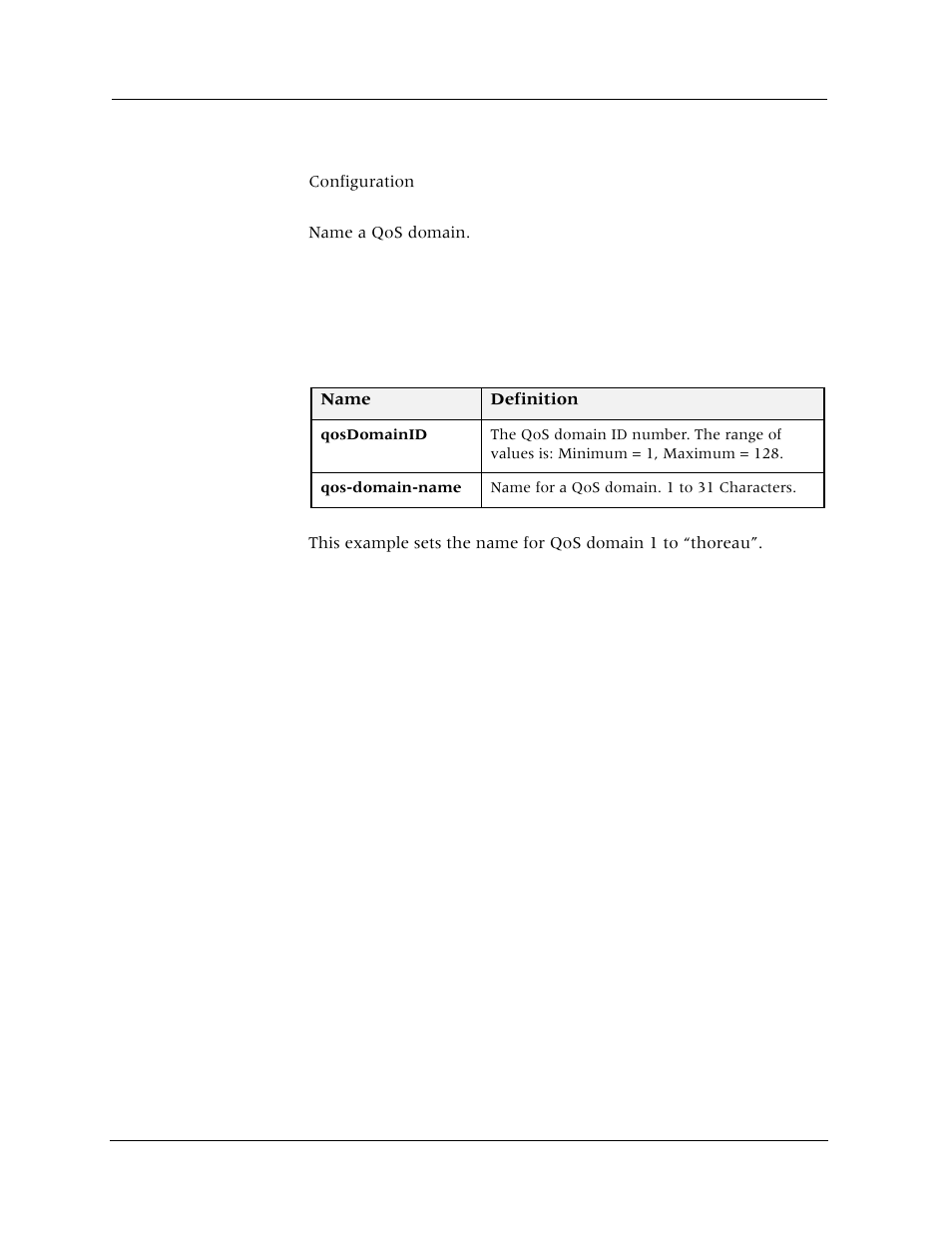 Set qos-domain (name), Command mode, Description | Syntax, Sample output | Avaya Cajun P880 User Manual | Page 95 / 162
