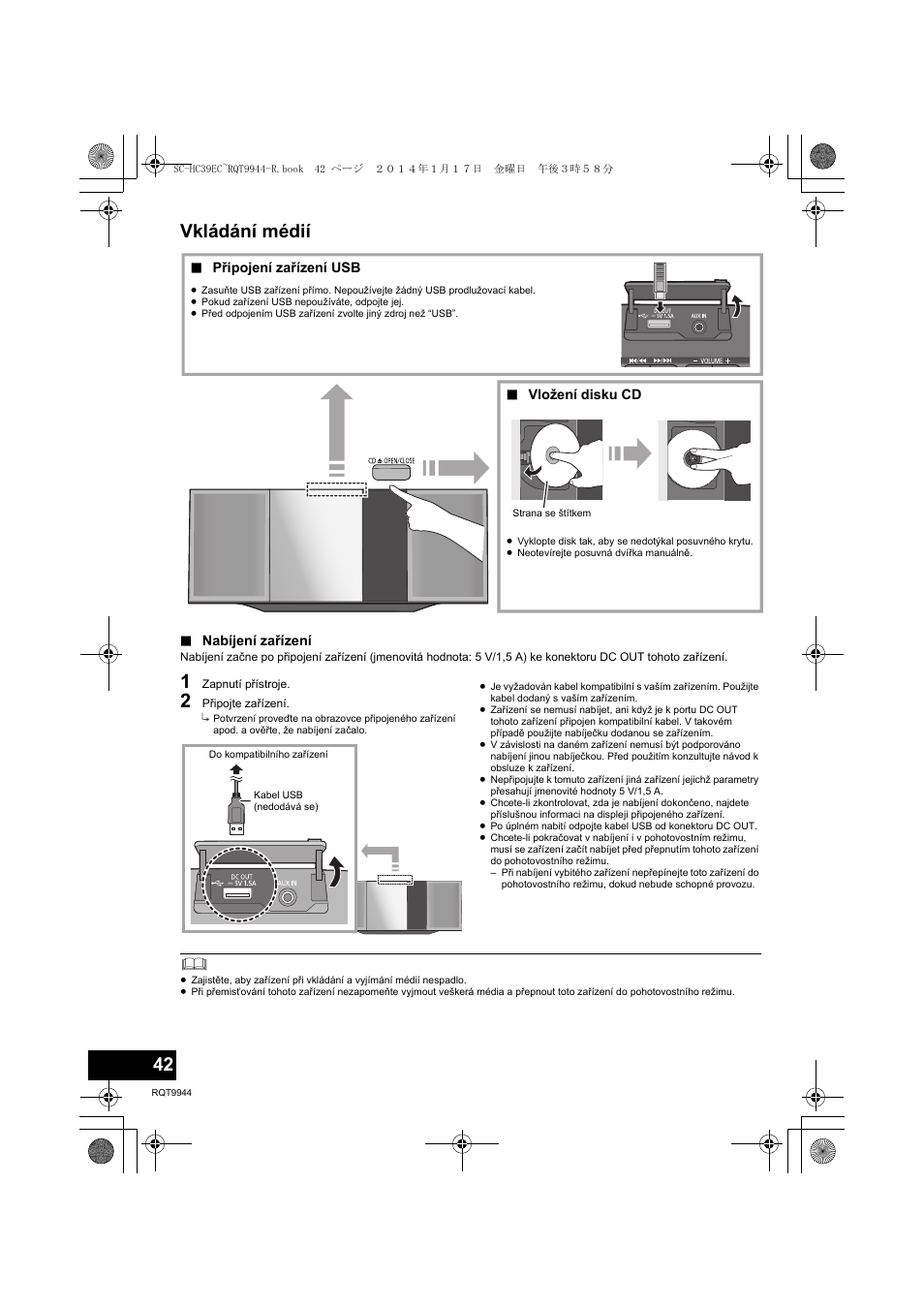 Vkládání médií | Panasonic SCHC39EC User Manual | Page 42 / 76