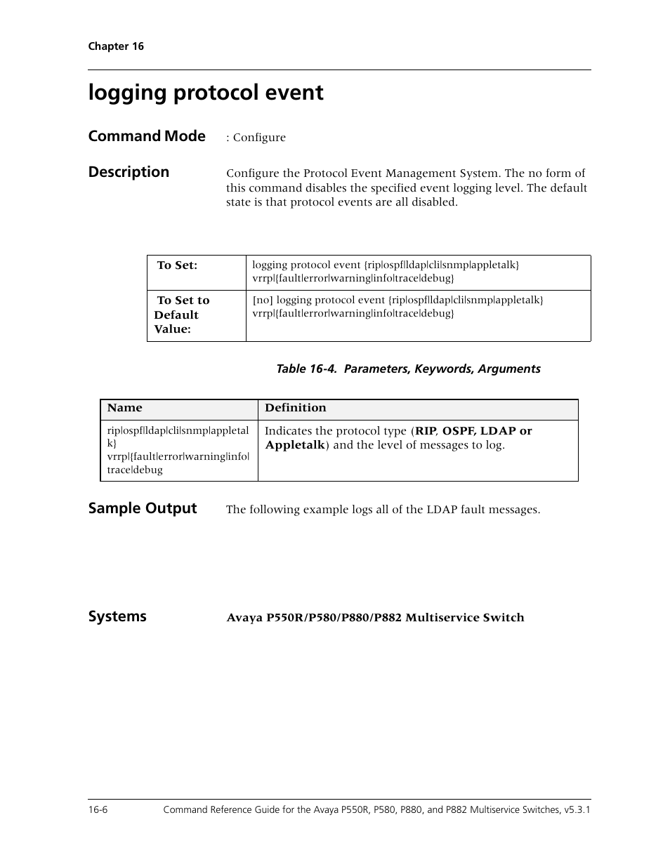 Logging protocol event, Logging protocol event -6 | Avaya Cajun P550R User Manual | Page 331 / 679