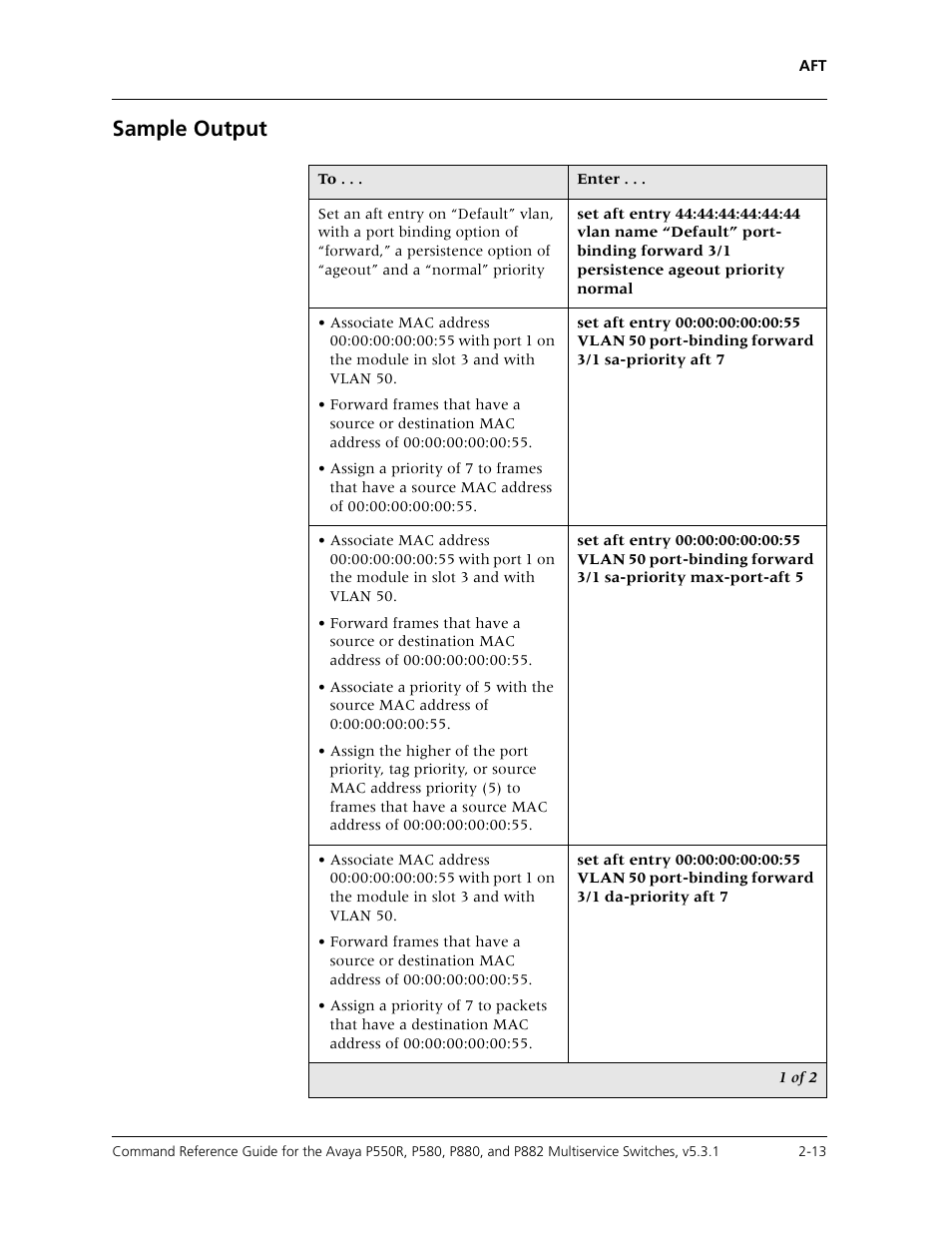 Sample output | Avaya Cajun P550R User Manual | Page 36 / 679