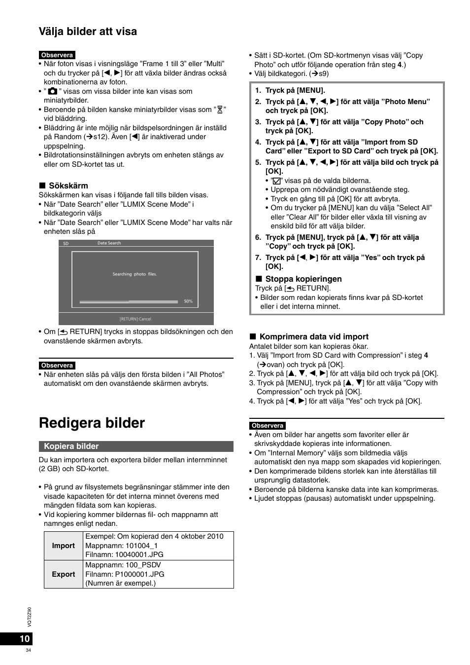Redigera bilder, Välja bilder att visa | Panasonic MW20EG User Manual | Page 34 / 124