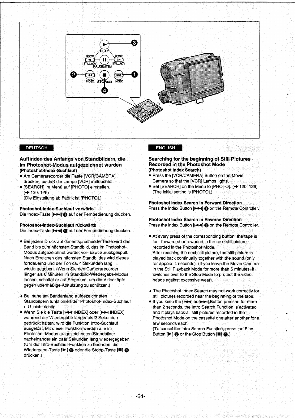 Auffinden des anfangs von standbildern, die | Panasonic NVDS5EG User Manual | Page 64 / 184