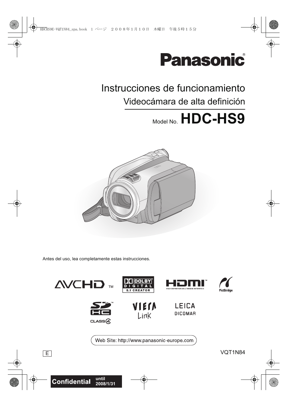 Panasonic HDCHS9 User Manual | 132 pages