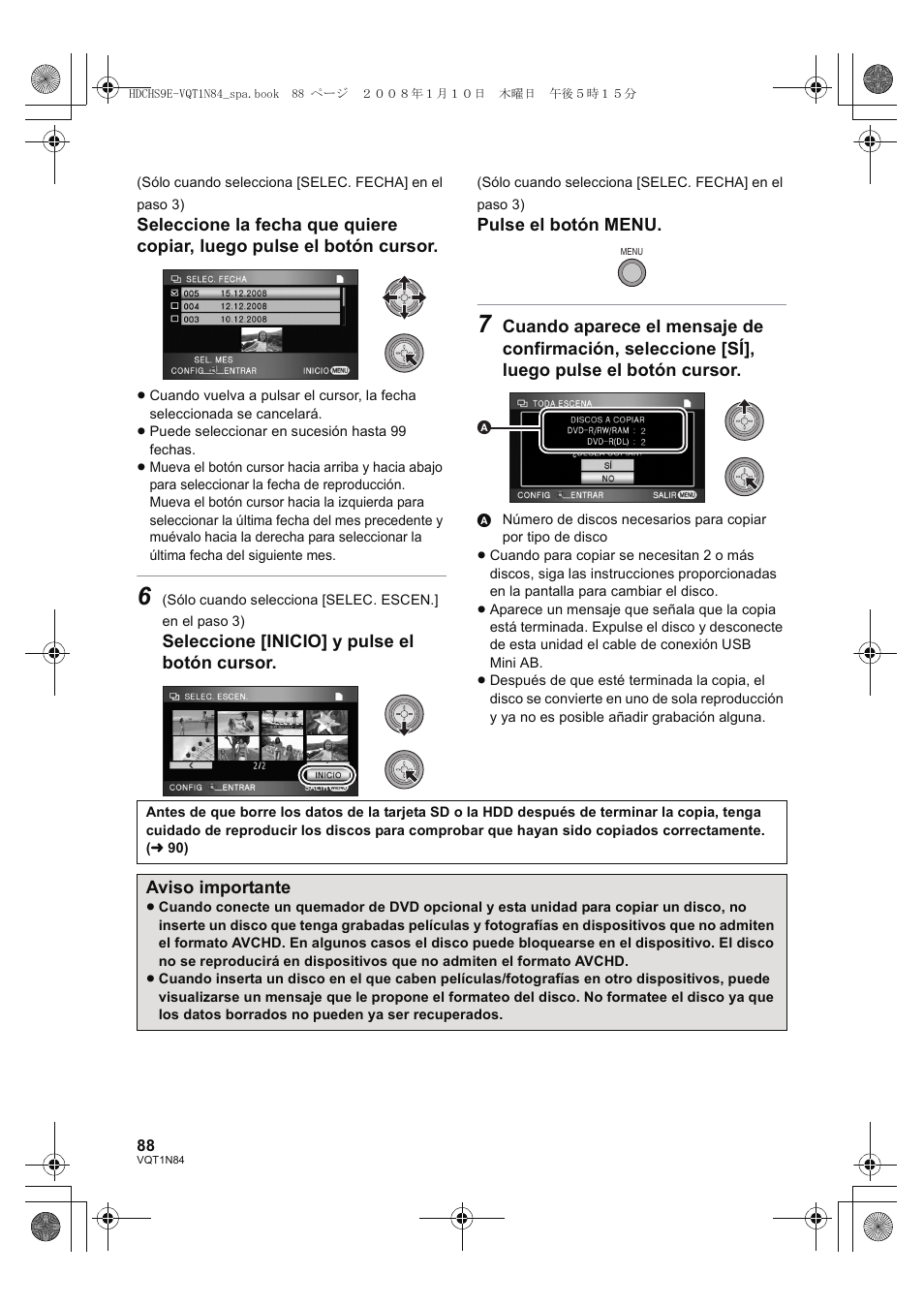 Panasonic HDCHS9 User Manual | Page 88 / 132
