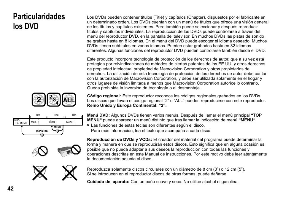 Particularidades los dvd | Panasonic NVVP30 User Manual | Page 42 / 48