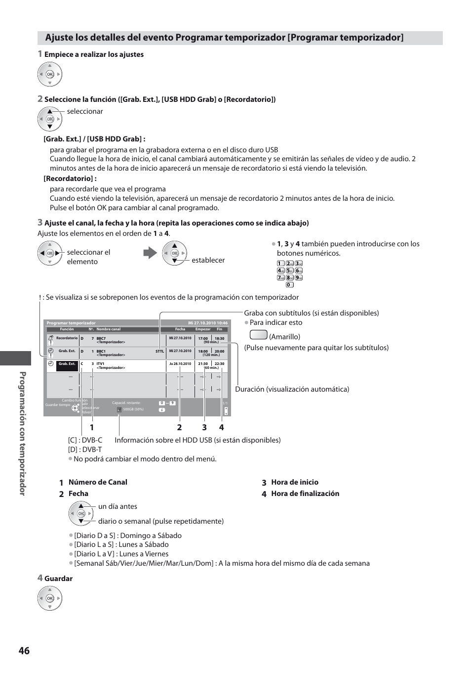 Progr amación c on temporizador | Panasonic TXL19D35ES User Manual | Page 46 / 108