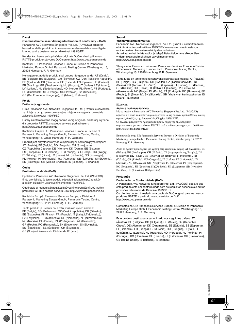 Panasonic SCPT467 User Manual | Page 41 / 44