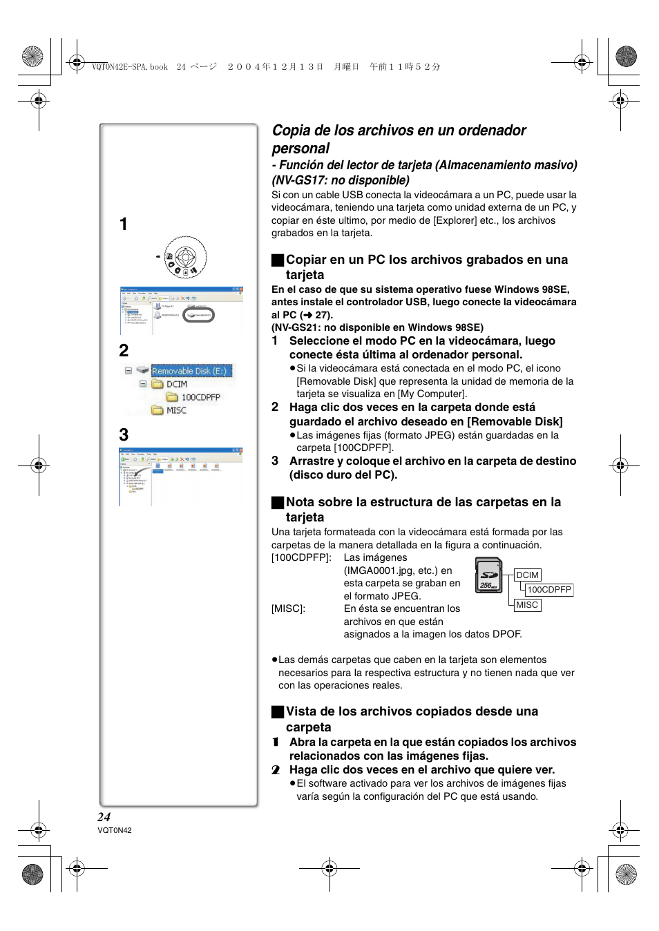 Copia de los archivos en un ordenador personal | Panasonic NVGS150 User Manual | Page 7 / 16