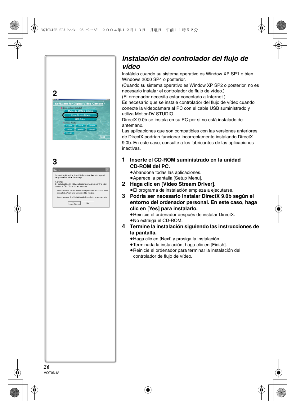 Instalación del controlador del flujo de vídeo | Panasonic NVGS150 User Manual | Page 9 / 16