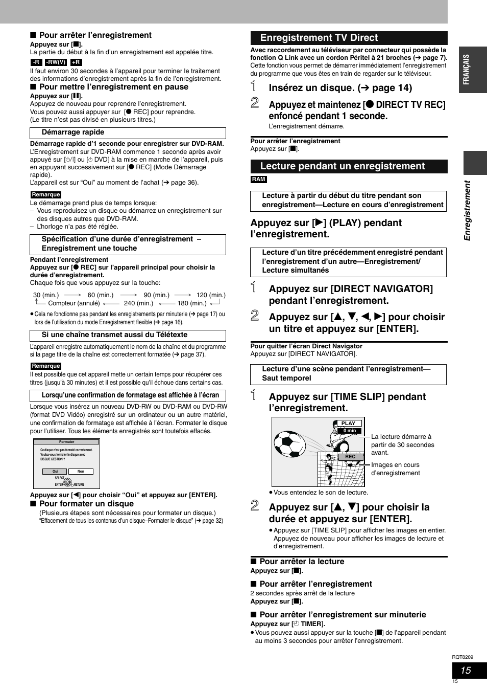 Appuyez sur [time slip] pendant l’enregistrement | Panasonic DMRES20 User Manual | Page 15 / 156