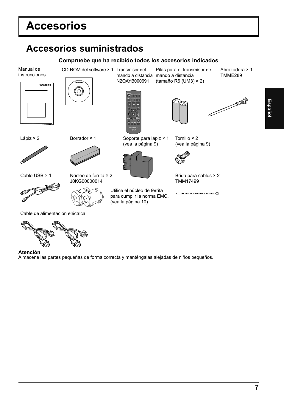 Accesorios, Accesorios suministrados | Panasonic TH65LFB70E User Manual | Page 25 / 36