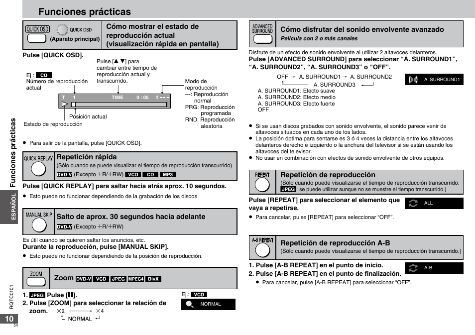 Funciones prácticas | Panasonic DVDS325 User Manual | Page 54 / 76