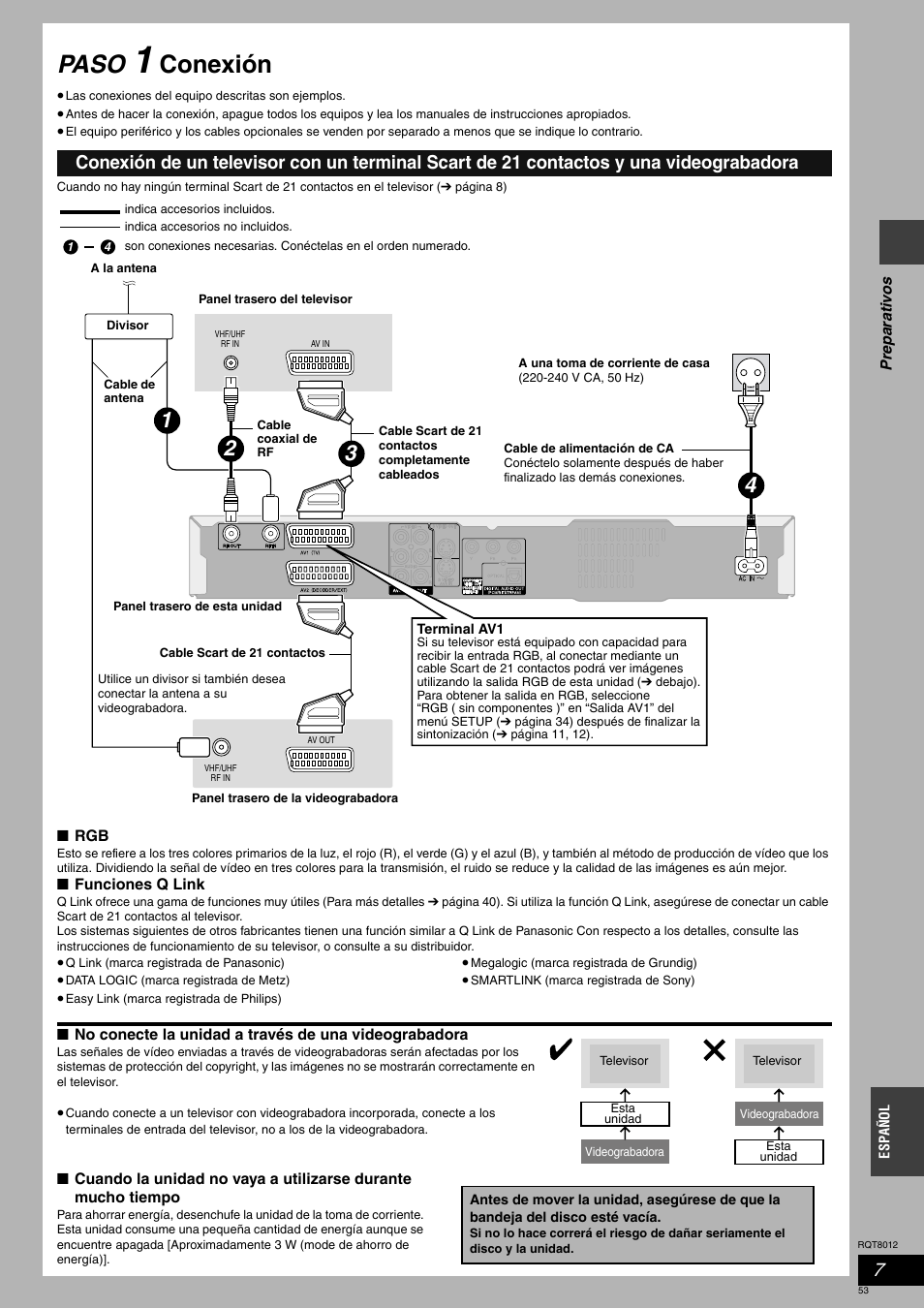 Paso, Conexión | Panasonic DMRES10 User Manual | Page 53 / 156