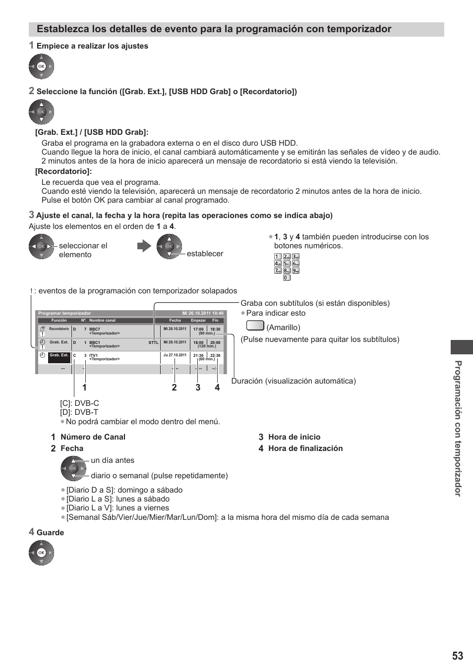 Programación con temporizador | Panasonic TXP42ST50E User Manual | Page 53 / 112