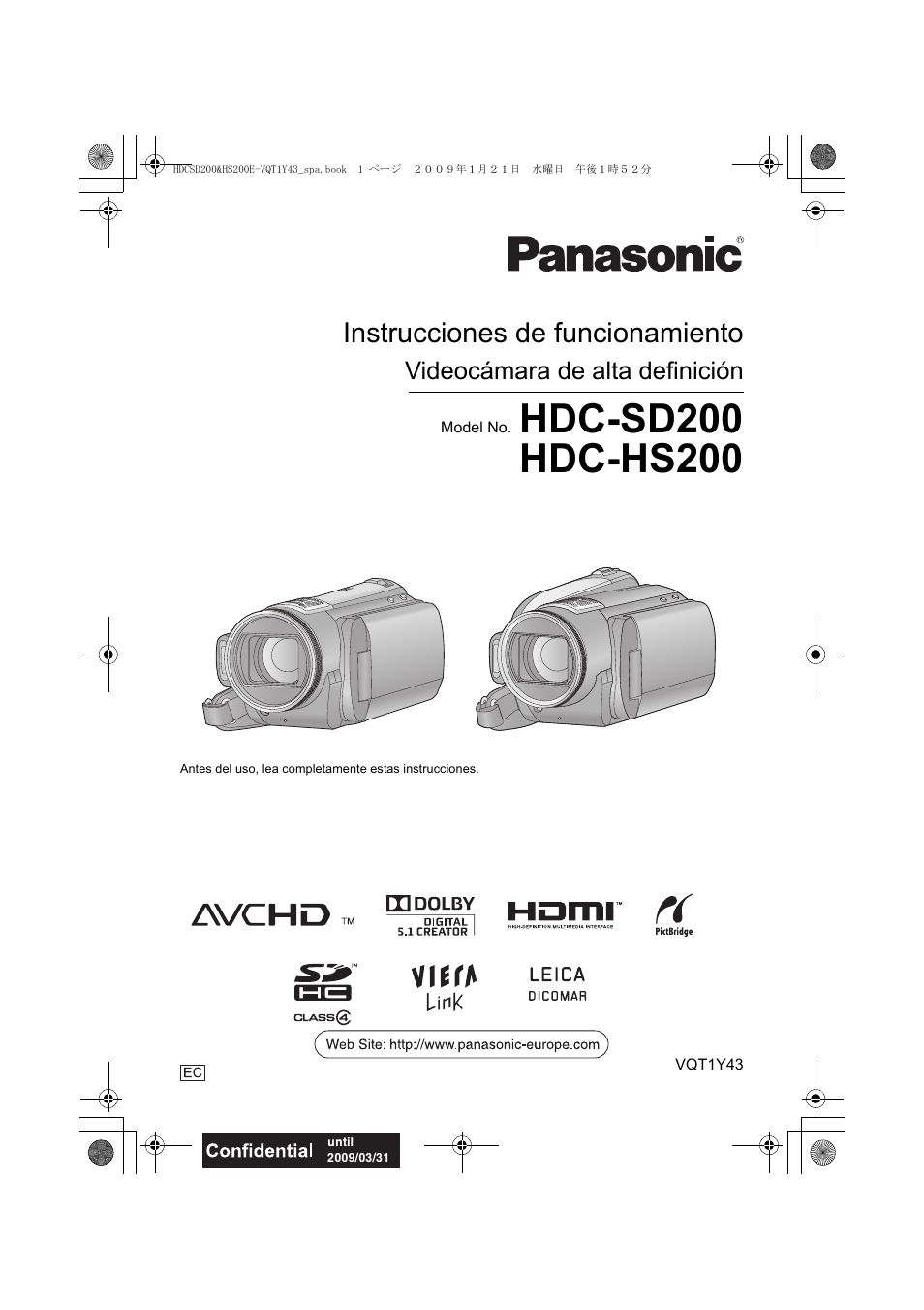 Panasonic HDCHS200 User Manual | 144 pages