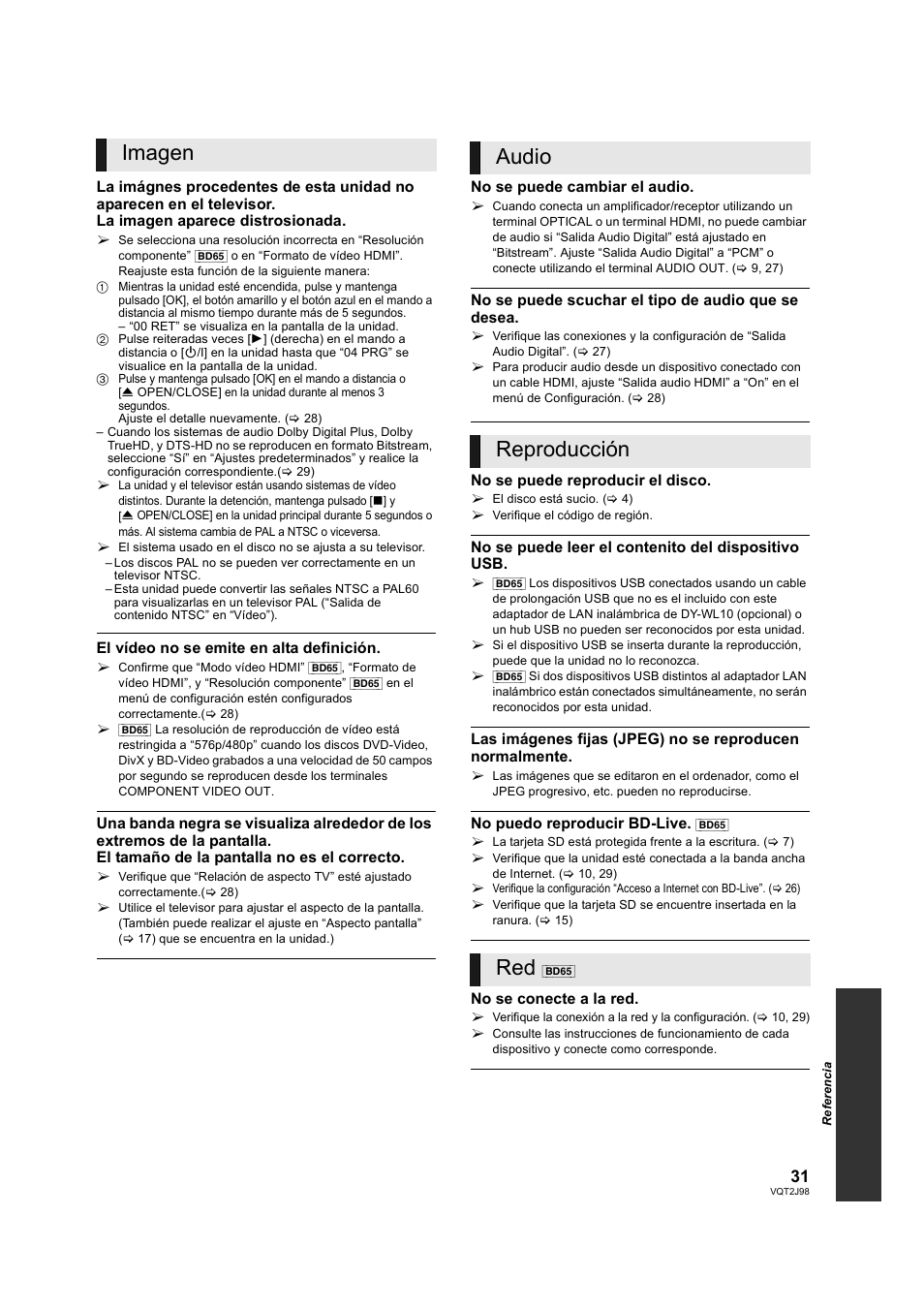 Imagen audio reproducción red | Panasonic DMPBD45EG User Manual | Page 31 / 40