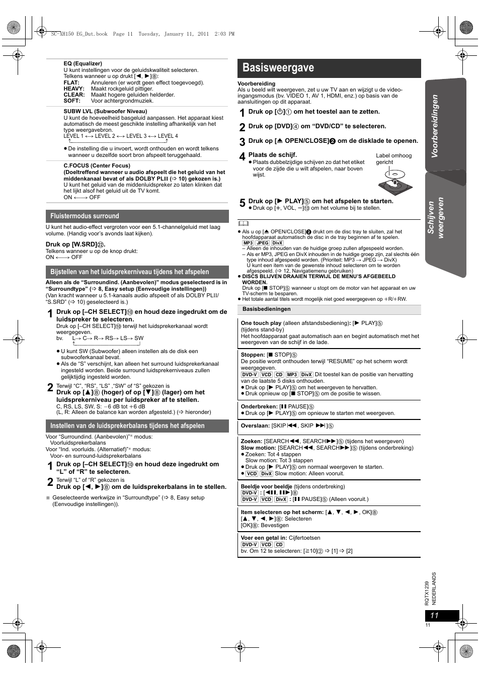 Basisweergave | Panasonic SCXH150EG User Manual | Page 11 / 86