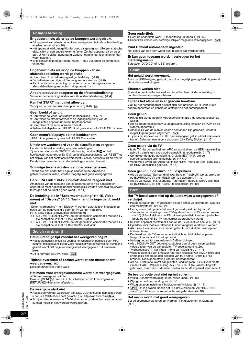 Panasonic SCXH150EG User Manual | Page 20 / 86
