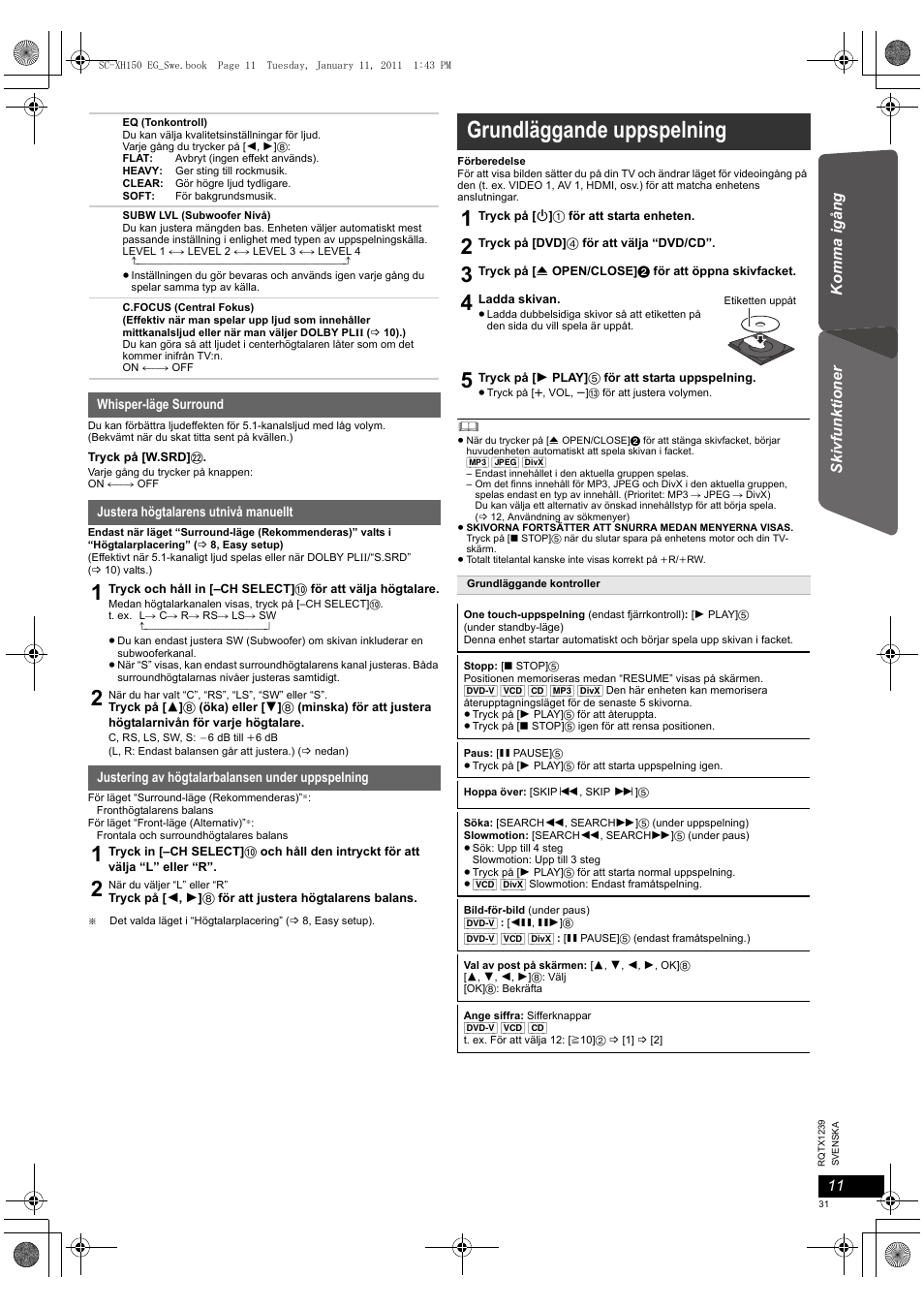 Grundläggande uppspelning | Panasonic SCXH150EG User Manual | Page 31 / 86